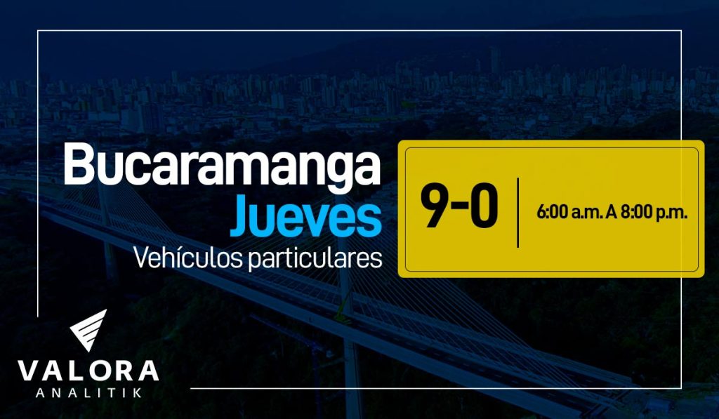 pico y placa Bucaramanga jueves 4 de mayo. 