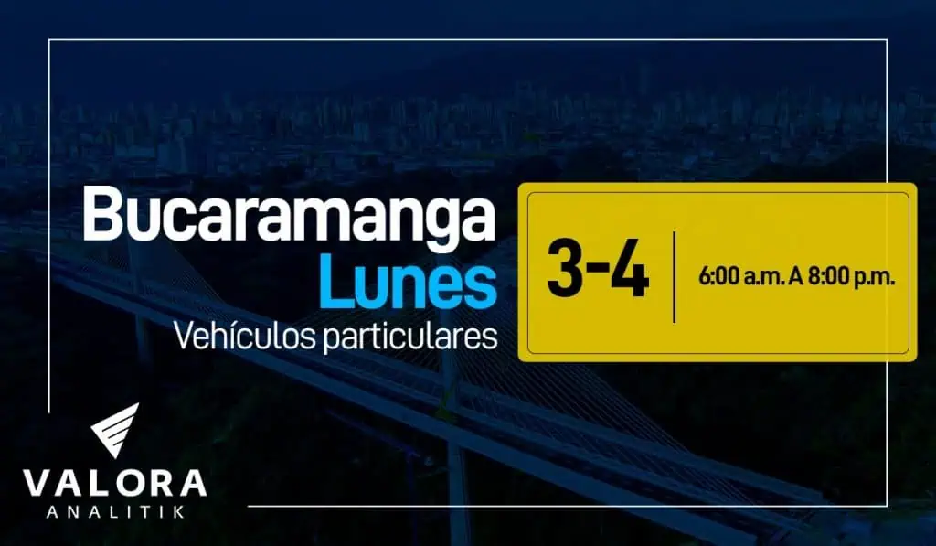 ¿Cuál es el pico y placa de Bucaramanga el 5 de junio? Pico y placa Bucaramanga, 3 de junio