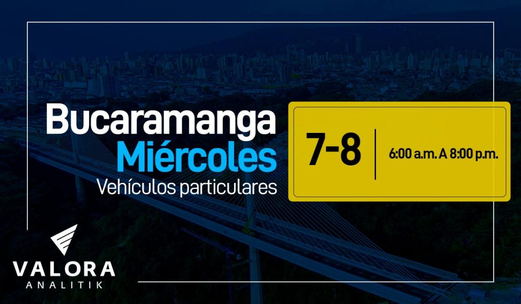 pico y placa miércoles 3 de mayo en Bucaramanga.