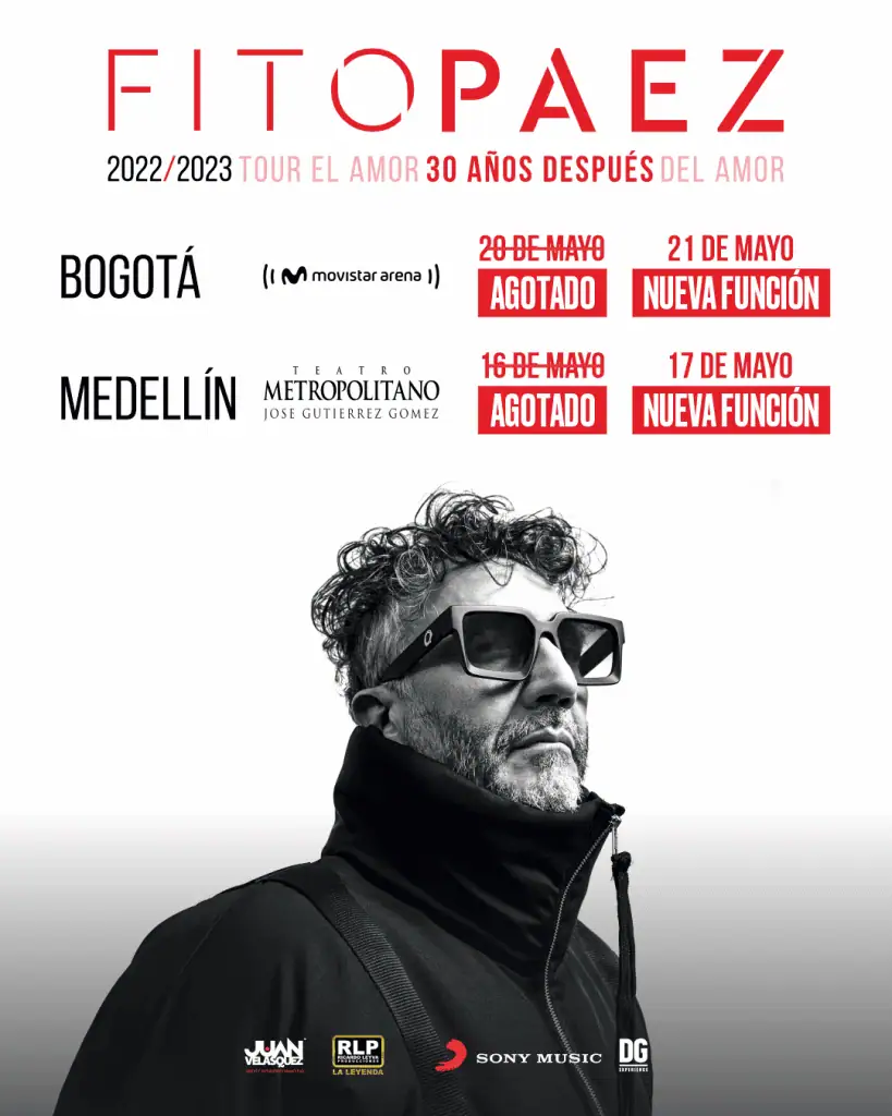 Fito Paéz confirma 2 fechas más para Bogotá y Medellín Fito Paéz confirma 2 fechas más para Bogotá y Medellín