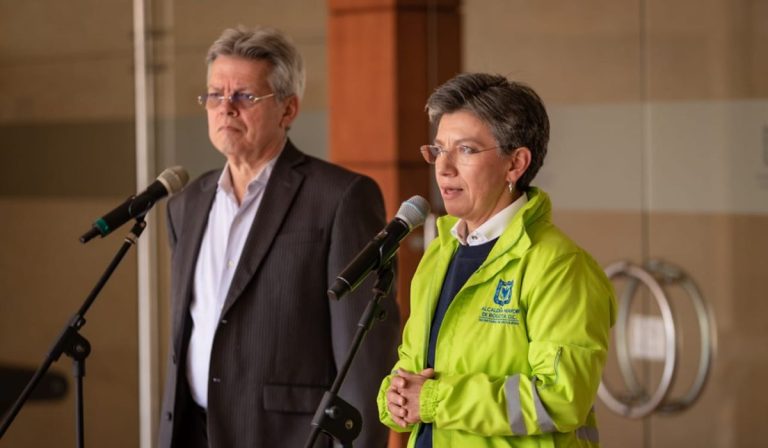 Leonidas Narváez y Claudia López, en rueda de prensa sobre el Metro de Bogotá