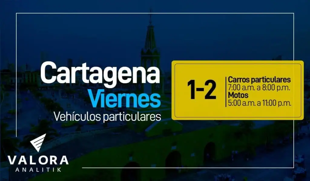 Cartagena finaliza esta semana con pico y placa para motos y particulares Pico y placa Cartagena este viernes