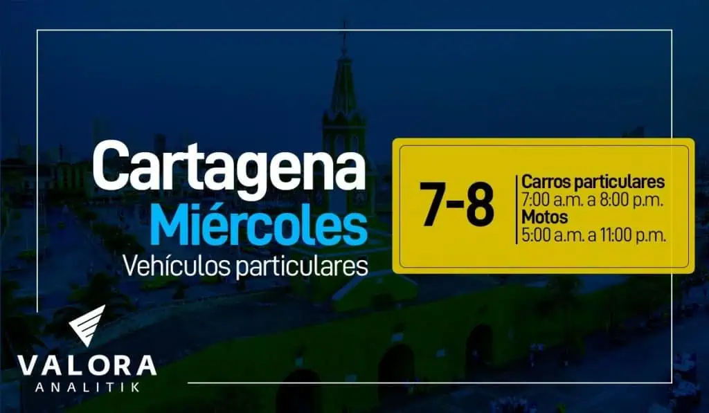 ¿En qué vehículos rige el pico y placa en Cartagena este 26 de abril? Pico y placa Cartagena miércoles