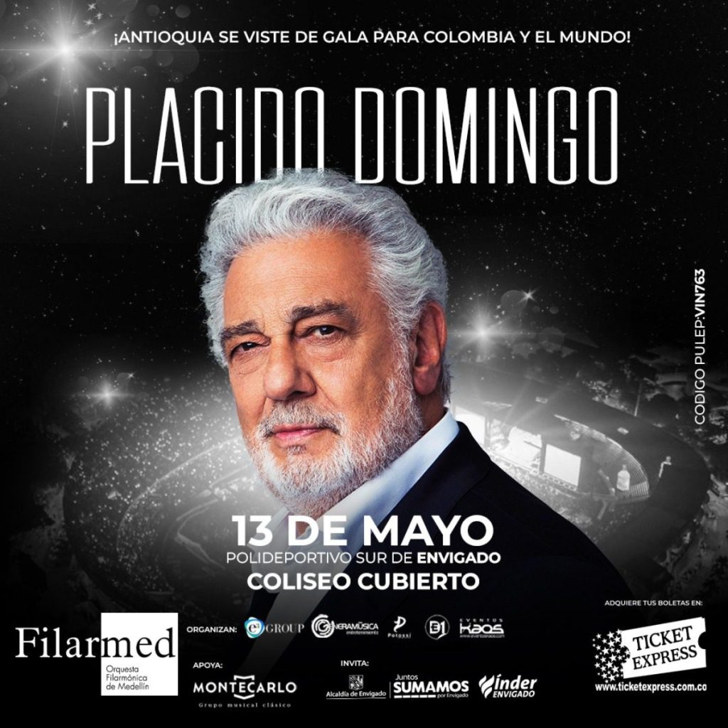 Plácido Domingo en concierto con la Orquesta Filarmónica de Antioquia