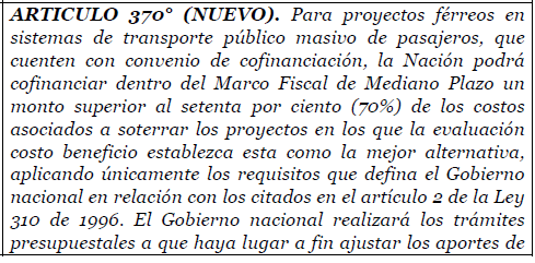 Apartado del artículo sobre el Metro de Bogotá