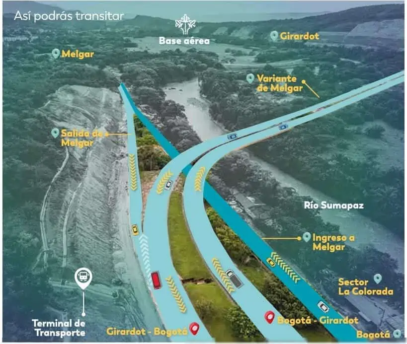 El importante puente que desmontarán en Melgar, en la vía Bogotá - Girardot Desvíos por desmonte del puente de Melgar