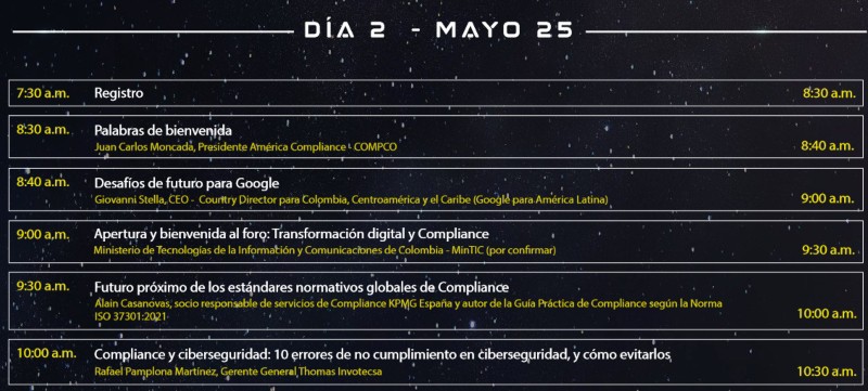 Compliance agenda foro