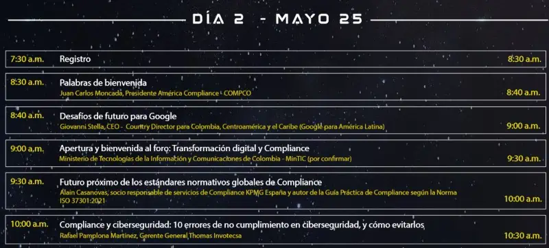 Foro Compliance V: IA, neurociencia y tecnología como herramientas clave en transformación digital Compliance agenda foro
