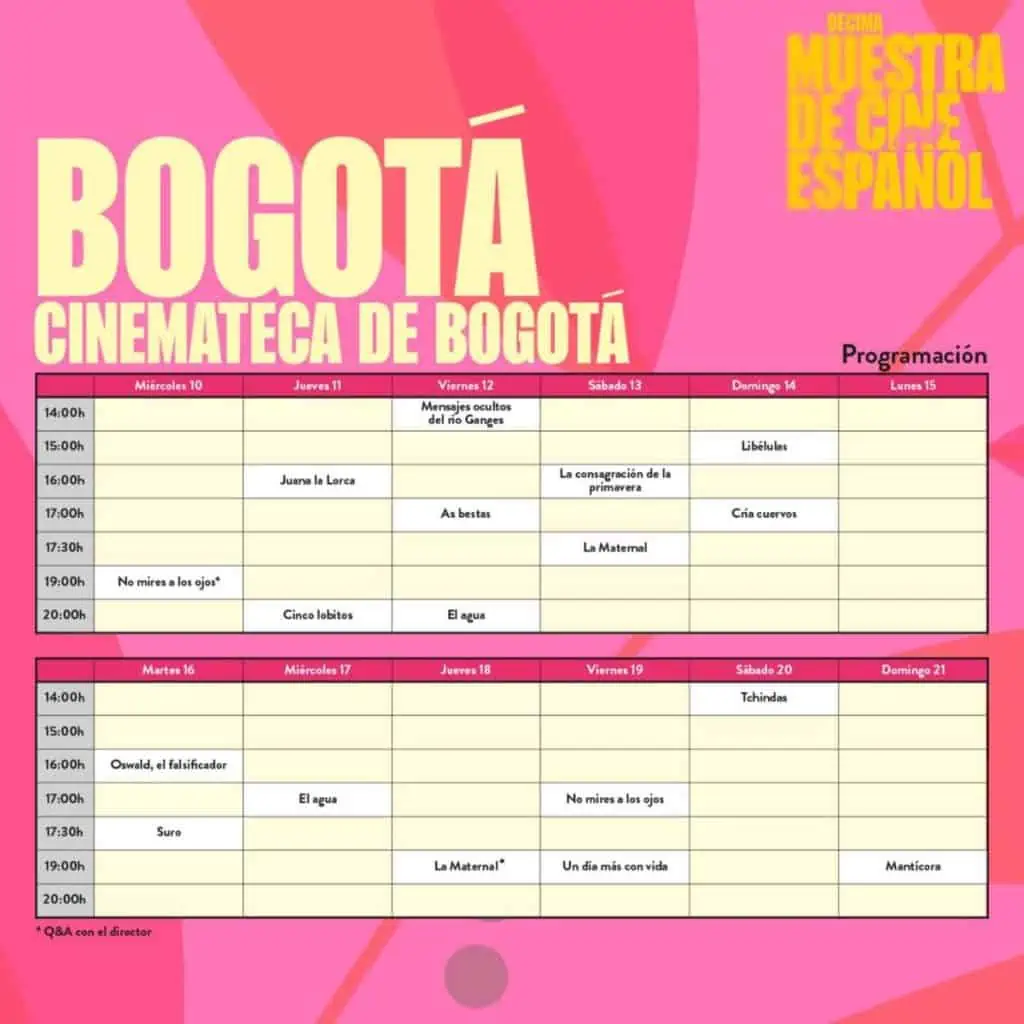 Conozca la programación de la décima Muestra de Cine Español en Colombia Muestra cine español