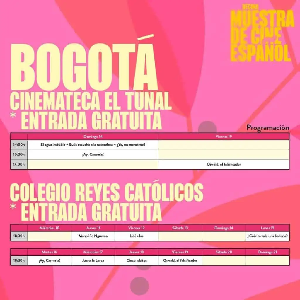 Conozca la programación de la décima Muestra de Cine Español en Colombia Muestra cine español