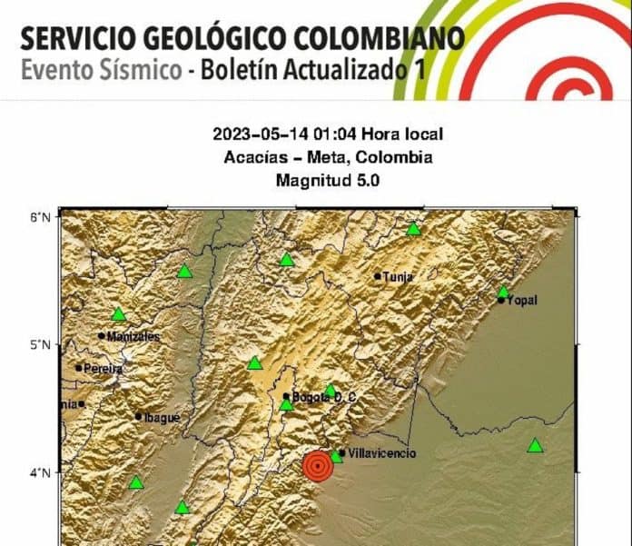 Fuerte temblor de 5,0: epicentro en el Meta y se siente en Bogotá