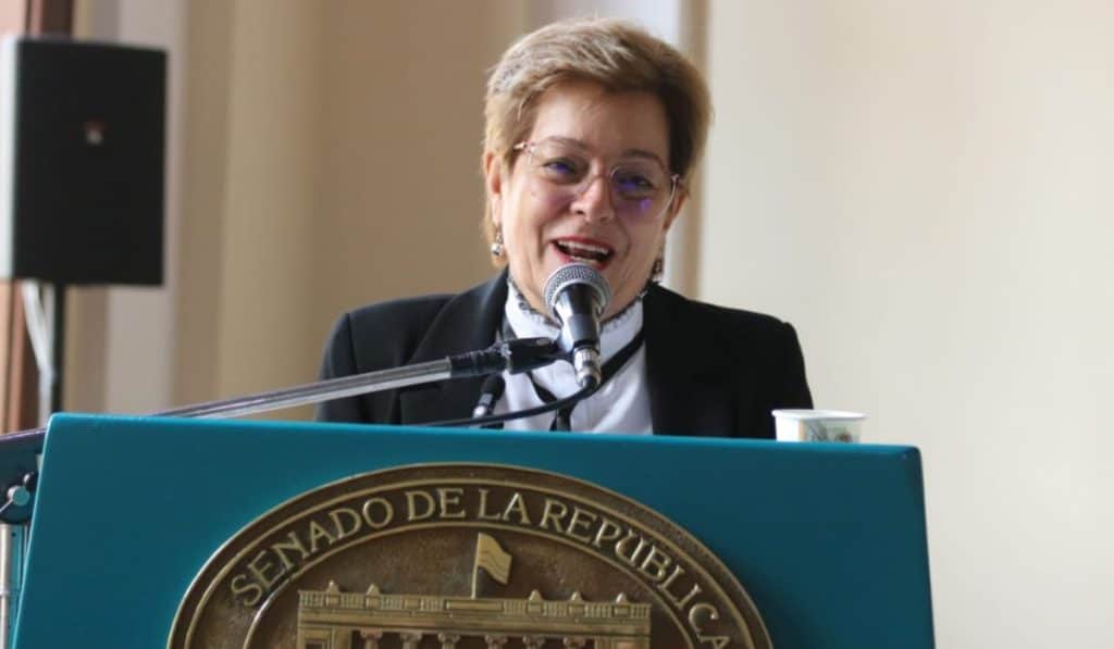 Gloria Inés Ramírez, ministra de Trabajo, en una audiencia en el Congreso sobre la reforma pensional
