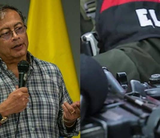 Presidente de Colombia, Gustavo Petro, y miembros de la guerrilla del ELN