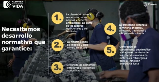 Prioridades del nuevo marco minero de Colombia