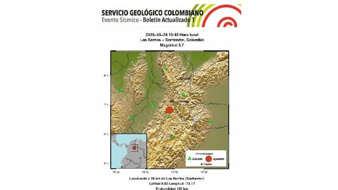 Temblor del 28 de mayo en Colombia Temblor del 28 de mayo en Colombia
