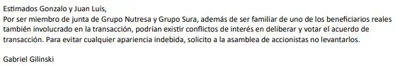 Nuevos análisis del acuerdo Gilinski - GEA por Nutresa: ¿qué ve el mercado? Conflictos de interés Gabriel Gilinski en el acuerdo Gilinski - GEA