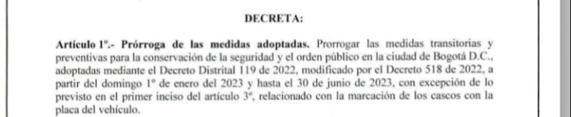 Decreto de restricción de parrillero hombre