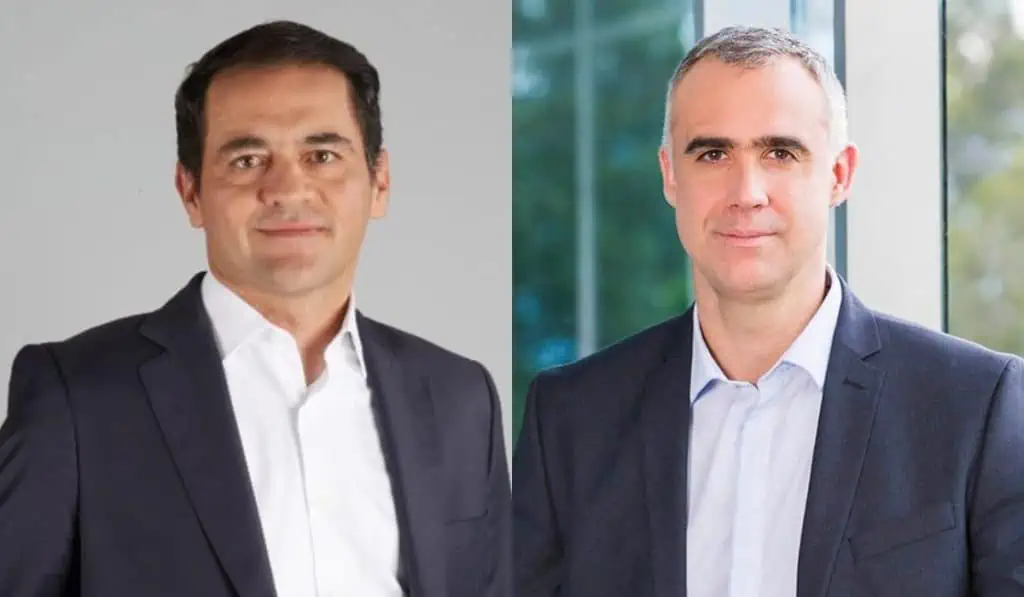Tigo y Movistar firman acuerdo para crear nueva empresa, en una movida clave del sector Fabián Hernández de Movistar y Marcelo Cataldo de Tigo
