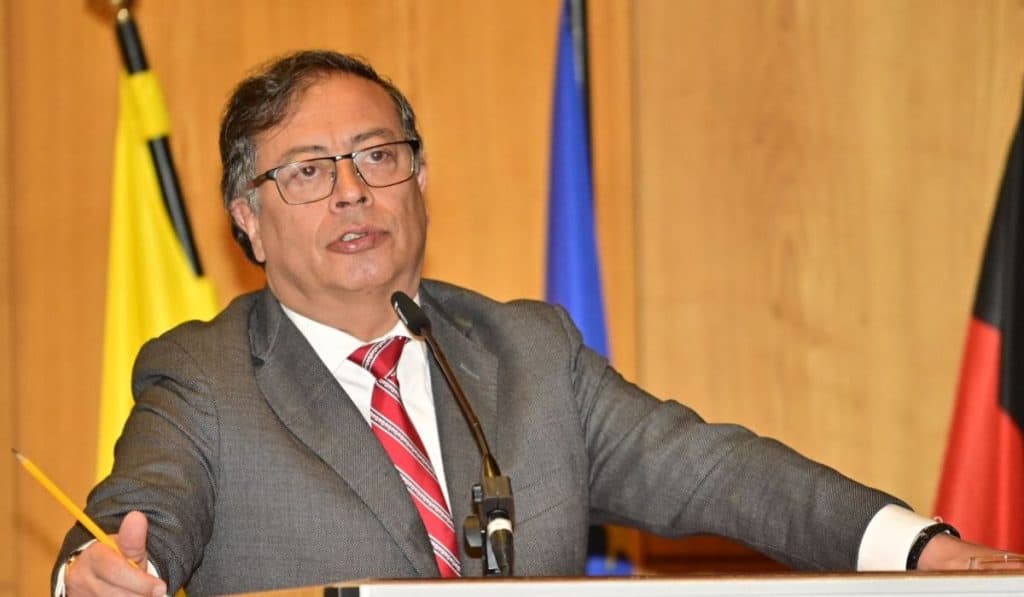 Gustavo Petro, presidente de Colombia, en una intervención en su viaje a Alemania de junio de 2023
