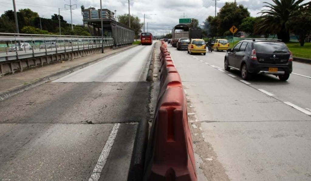 Obras en la Autopista Norte de Bogotá