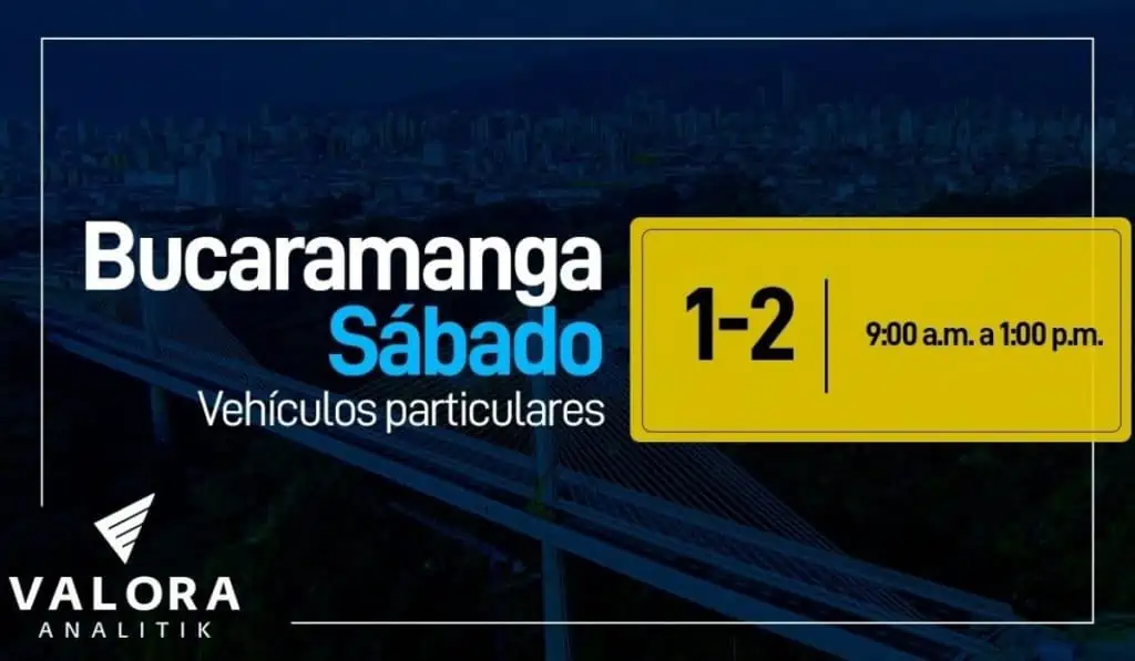 ¿Cuál es el pico y placa este sábado, 10 de junio en Bucaramanga? Vehículos con pico y placa el sábado 10 de junio de 2023 en Bucaramanga.