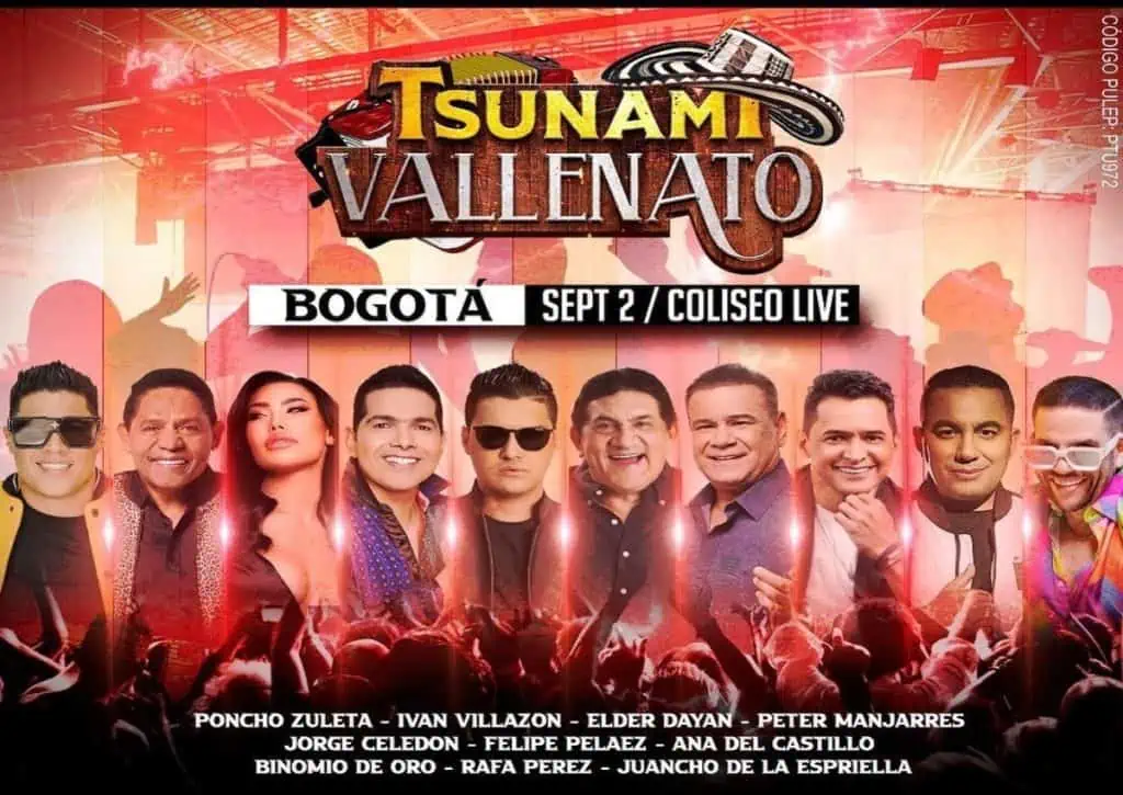 El concierto Tsunami Vallenato regresa a Bogotá el próximo 2 de septiembre al Coliseo Live El concierto Tsunami Vallenato en el Coliseo Live