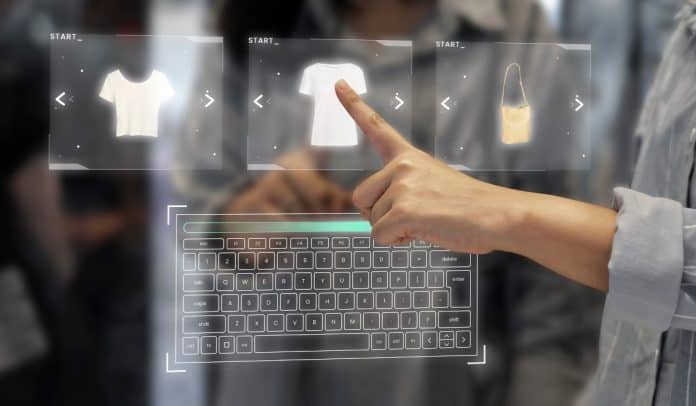 Digital wardrobe on a transparent screen Shopify y ePayco juntos: un millón de transacciones e-commerce