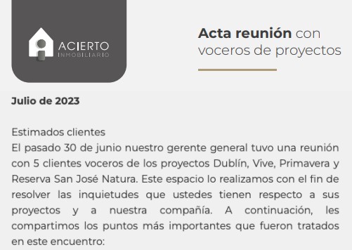 Acta reunión Acero Inmobiliario