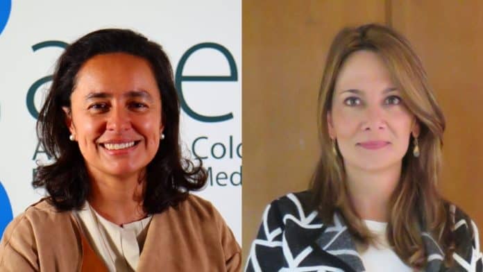 Ana María Vesga y Paula Acosta. e la doctora Vesga es de la ANDI Ana María Vesga, nueva presidenta de ACMI y Paula Acosta, expresiente de ACEMI
