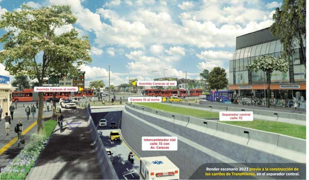Render Calle 72 por obras del metro de Bogotá