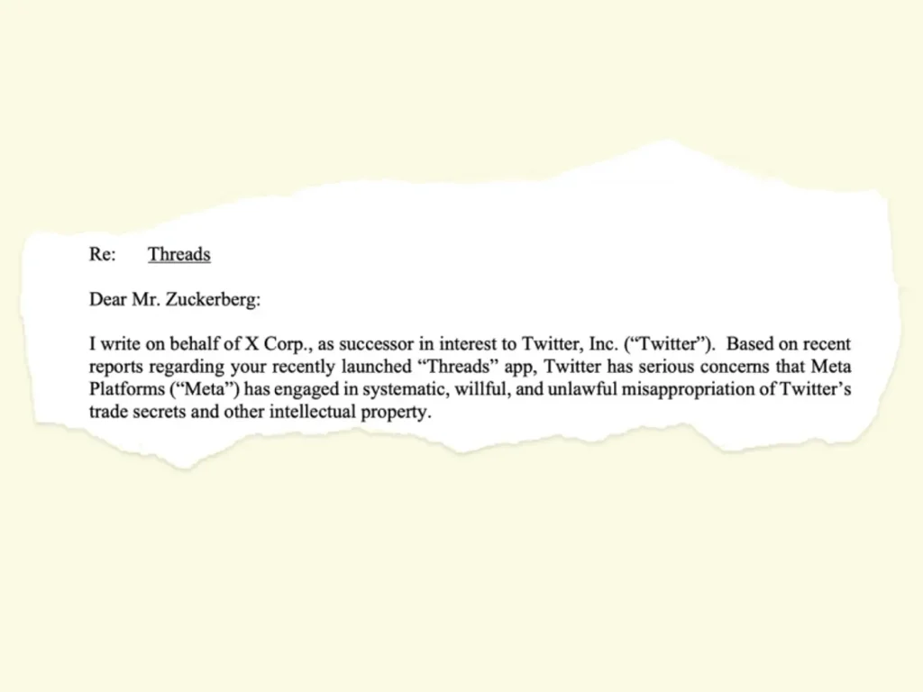 Carta de cese y desista de Twitter a Meta.