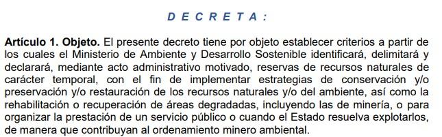 Borrador para la creación de reservas naturales temporales