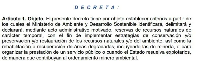 Minambiente publica borrador de decreto para crear reservas naturales temporales Borrador para la creación de reservas naturales temporales