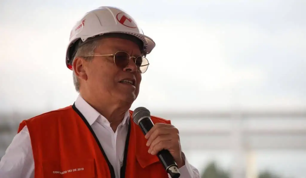 Primer tren del metro de Bogotá llegará en 2025: así avanza la construcción de la línea 1 Leonidas Narváez, gerente Empresa Metro de Bogotá, en el evento de la firma de acta de construcción del metro de Bogotá