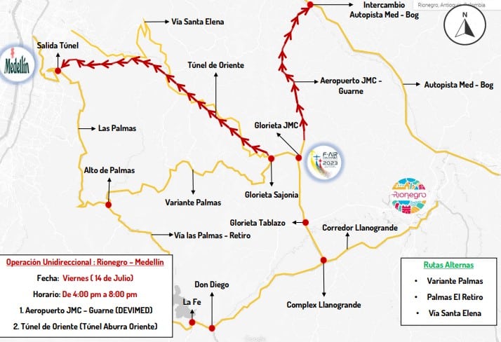 Movilidad Feria Aeronáutica en Rionegro 14 de julio