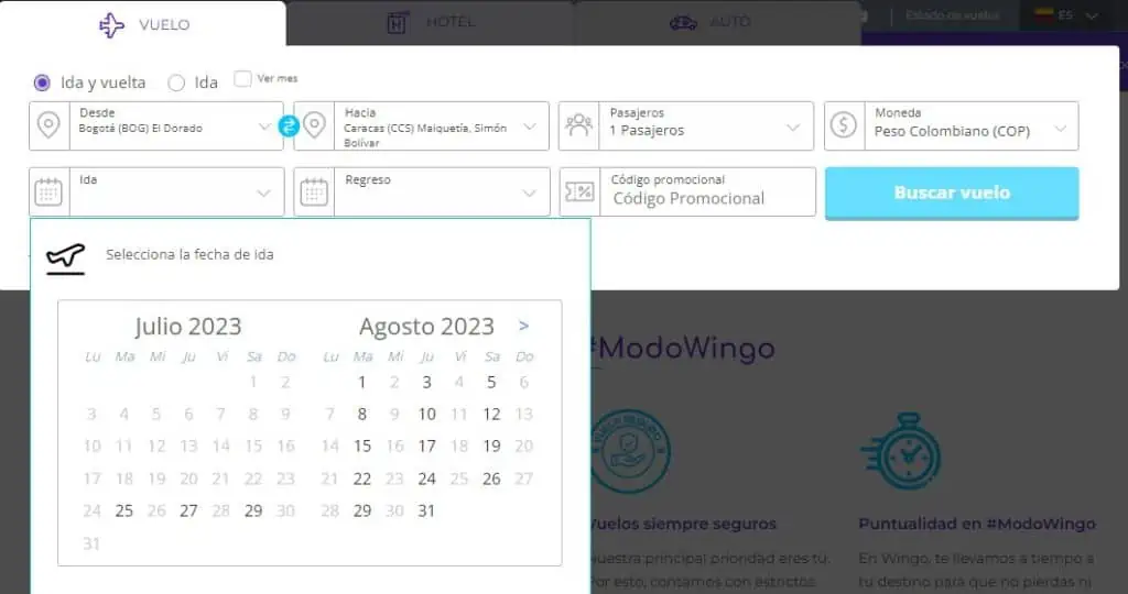 Wingo ya ofrece vuelos Bogotá – Caracas en su página web Vuelos Bogotá - Caracas Wingo