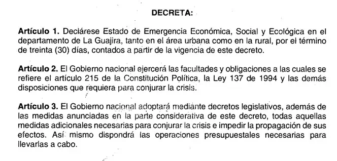 30 días de emergencia económica en La Guajira: lo que busca el Gobierno Petro Declaración de la emergencia económica en La Guajira