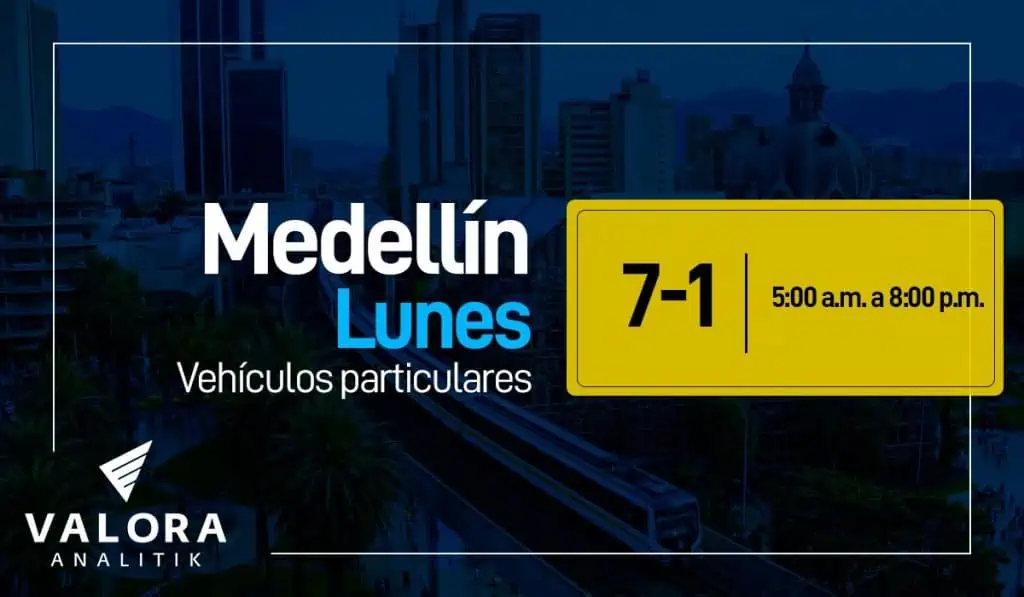 Así funciona el pico y placa en Medellín este 23 de octubre Pico y placa en Medellín segundo semestre de 2023