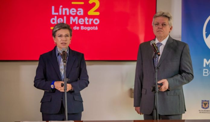 Claudia López y LEonidas Narváez segunda línea del metro de Bogotá