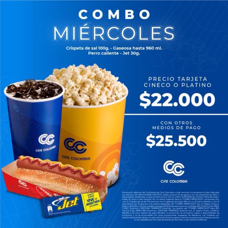 Buenas noticias para su bolsillo: Cine Colombia vuelve a ofrecer combo barato