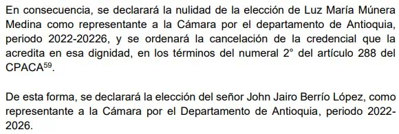 Pacto Histórico pierde curul en la Cámara de Representantes Consejo de Estado Luz María Múnera