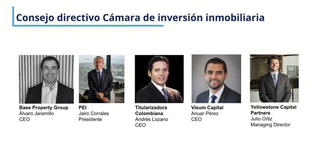 Colcapital lanzó Cámara de Inversión Inmobiliaria; comenzó Congreso de Inversión y Desarrollo Inmobiliario Consejo directivo Cámara de Inversión Inmobiliaria