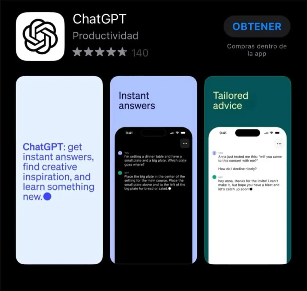 Cuatro maneras de usar la Inteligencia Artificial en su celular para ser más productivo Así se ve la aplicación de ChatGPT para iOS.