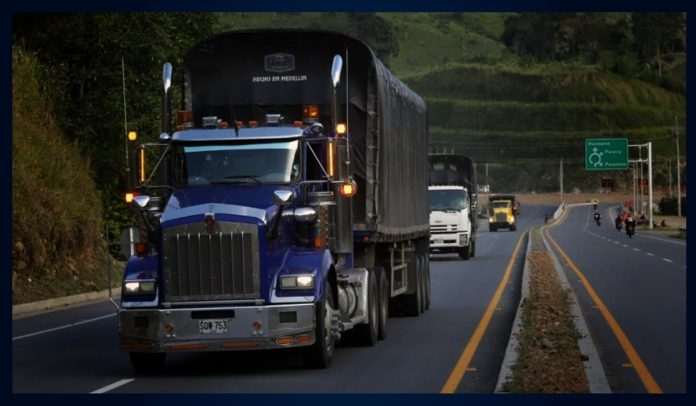 Movilidad por las marchas de camioneros en Colombia.