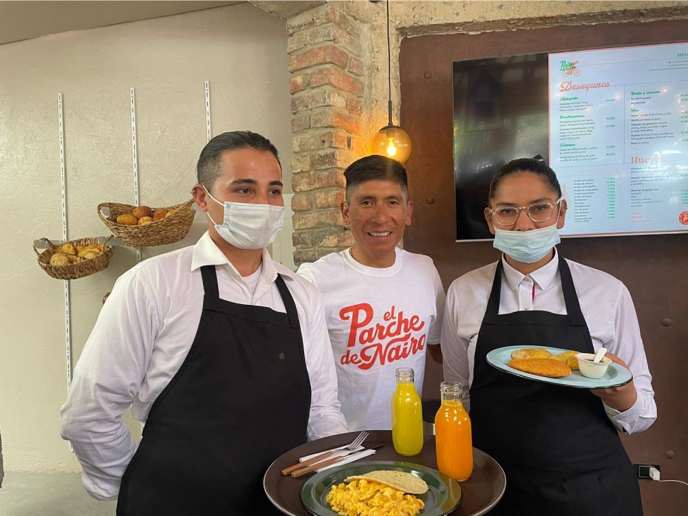 Nairo Quintana en su restaurante de Bogotá