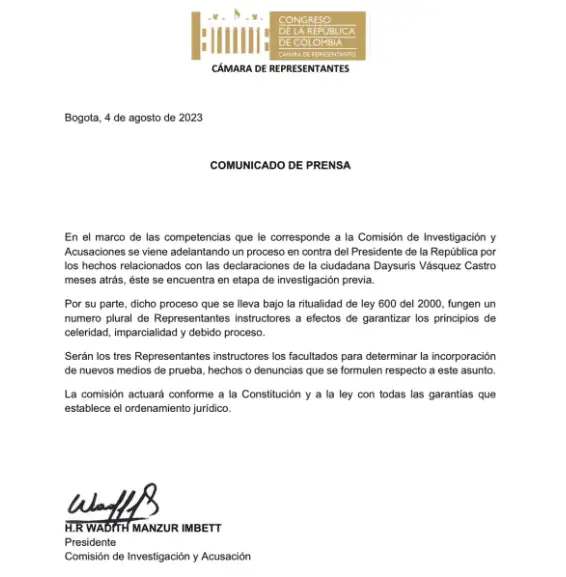 Comisión de Acusaciones confirma que Petro ya está siendo investigado Investigación de Petro en Comisión de Acusaciones