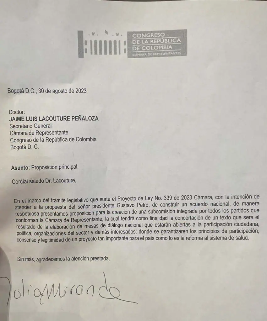 Reforma a la salud en Colombia dio paso importante para su aprobación Proposición por la cual se crea una subcomisión para concertar reforma a la salud.