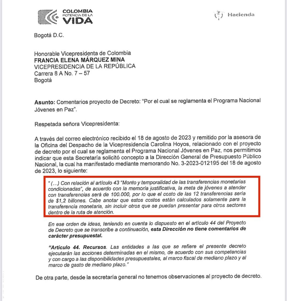 Programa Nacional Jóvenes en Paz le costará a Colombia $1,2 billones anuales