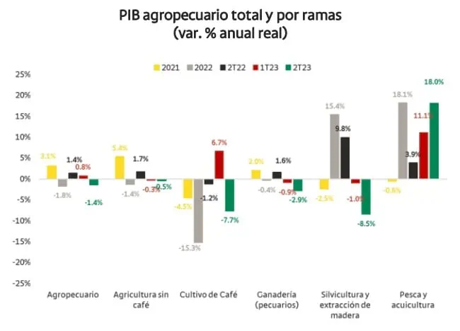 PIB agropecuario de Colombia en 2023 dependerá del comportamiento de café PIB del agro en Colombia