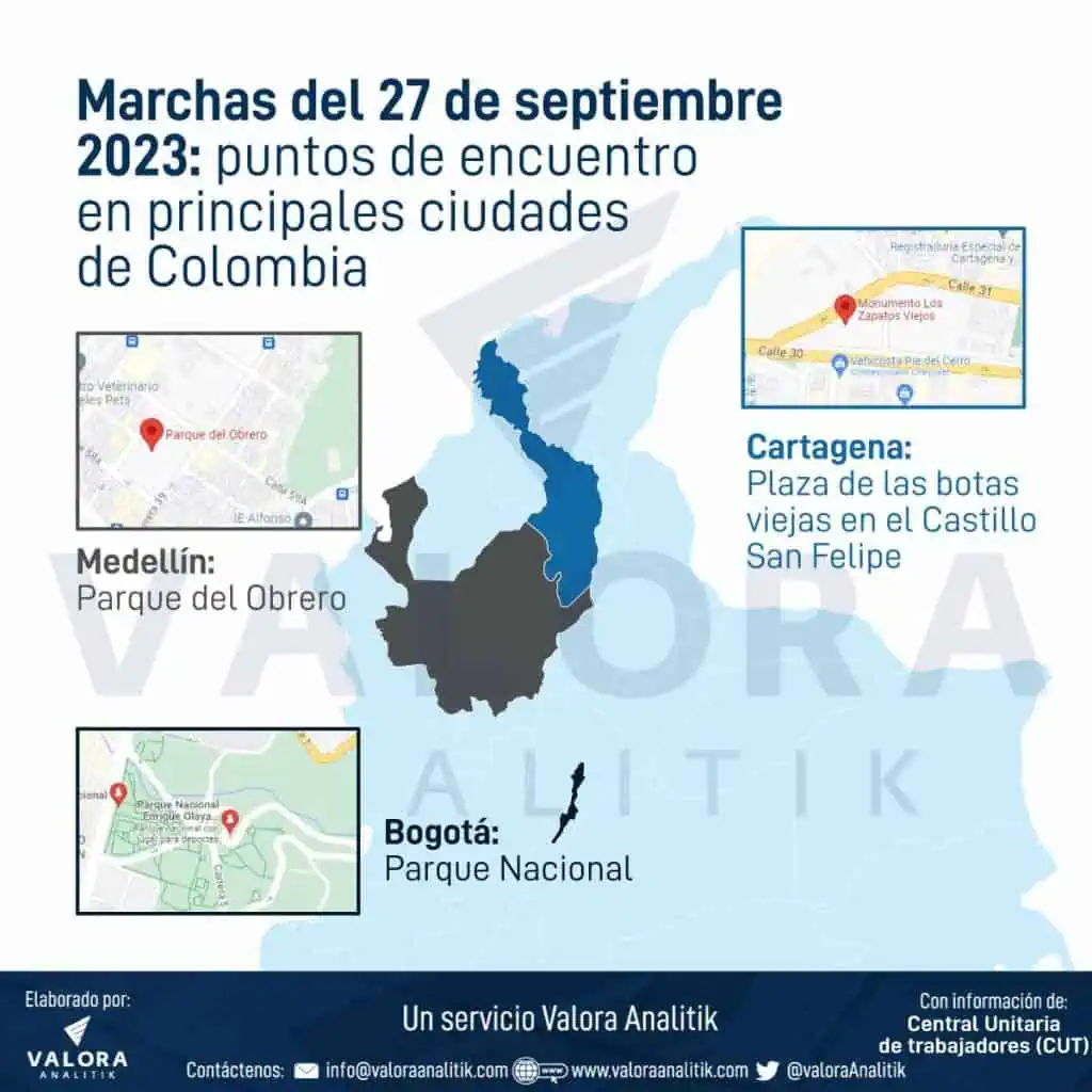 El millonario costo que tendría el concierto en Bogotá de las marchas del 27 de septiembre Puntos de encuentro de principales ciudades para las marchas del 27 de septiembre.